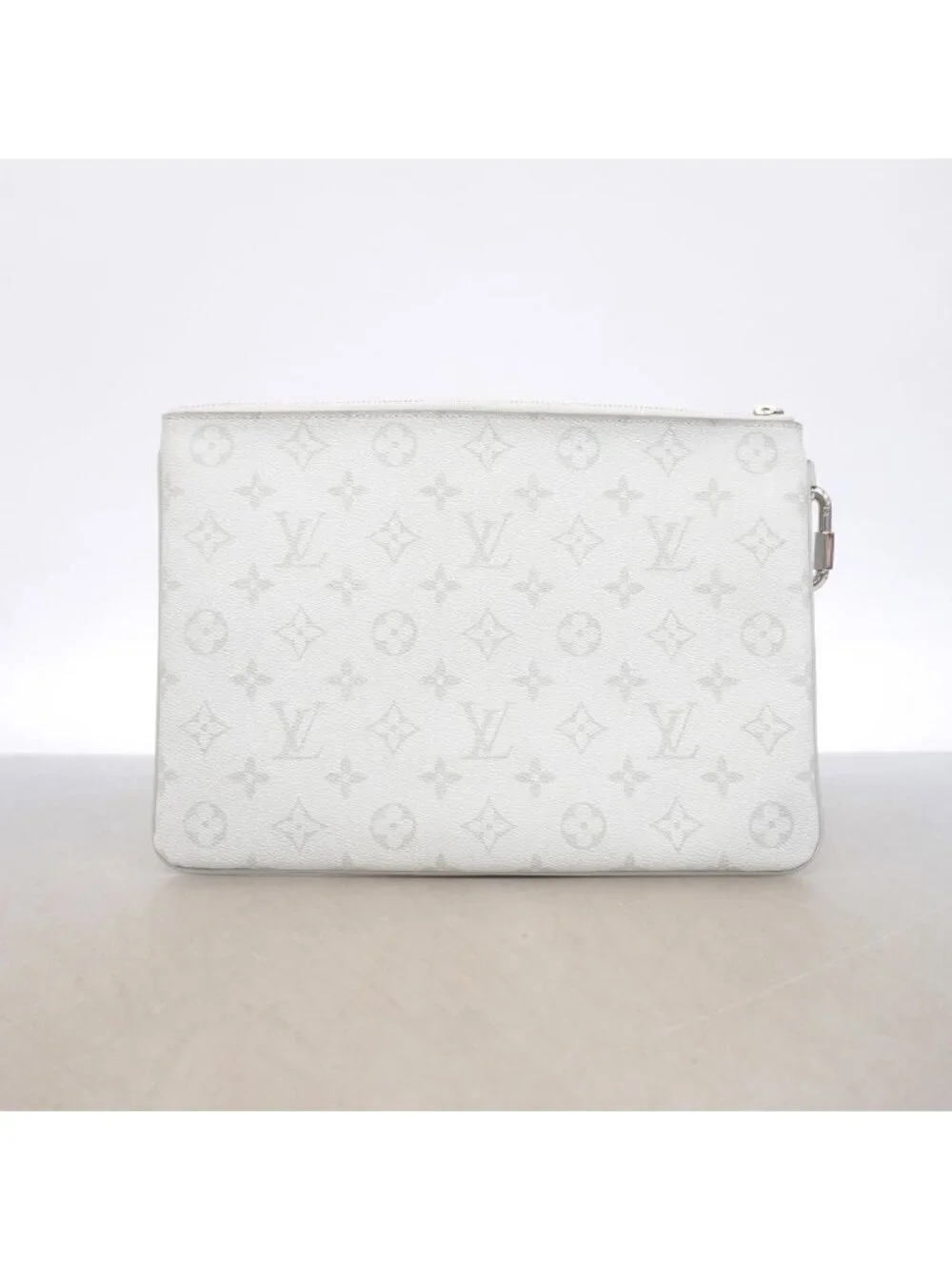 Louis Vuitton Clutch Monogram Logo Story Zipped Pouch GM Gray Yellow